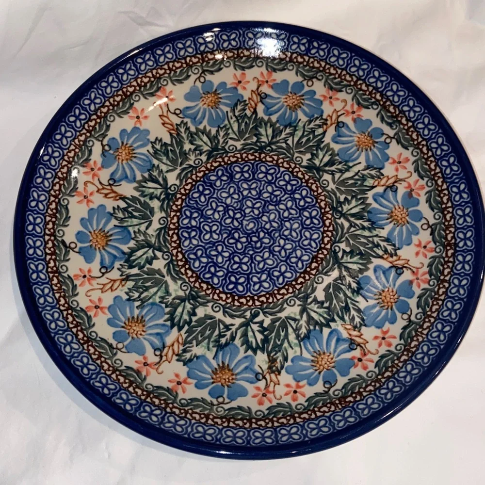 New unikat floral Polish Pottery Dinner Plate 10.5”